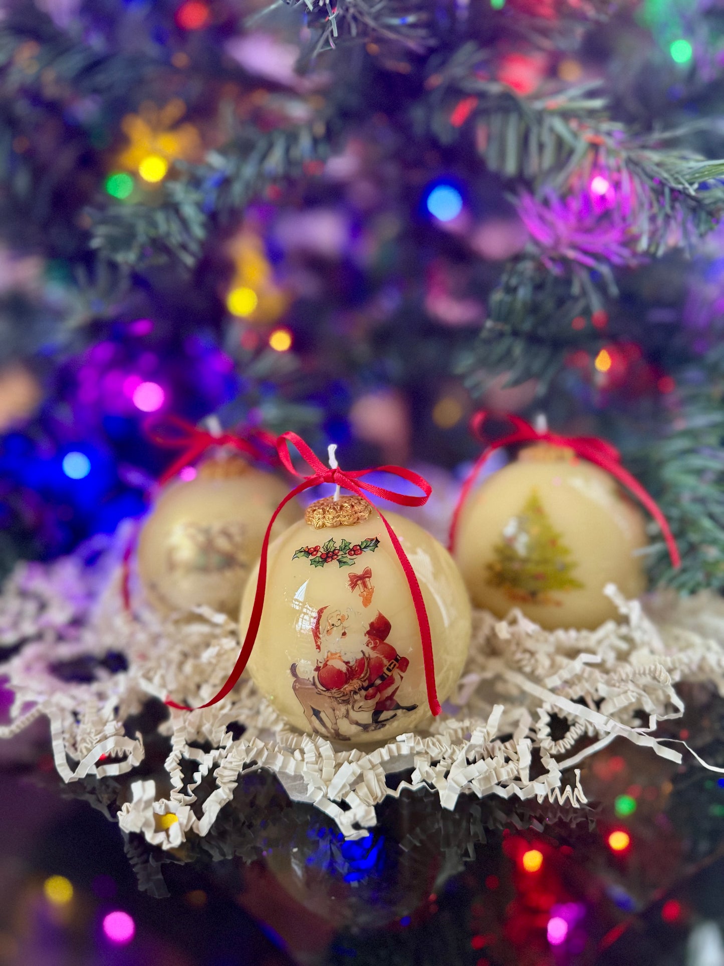 Christmas Ball Candle Vintage Edition | Single or Trio Set